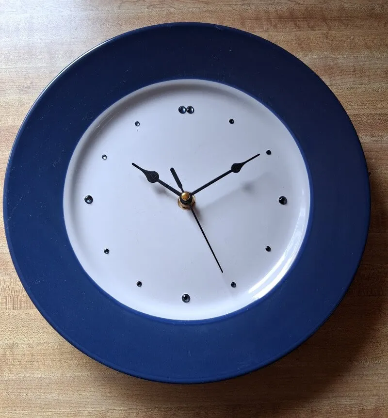 Handmade blue plate special ceramic wall clock Brookside Farm