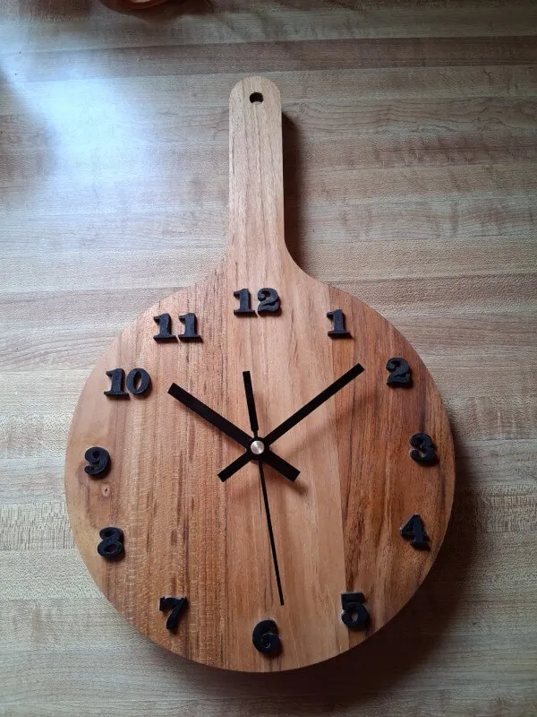 Handmade teak round wall clock with black markers Brookside Farm